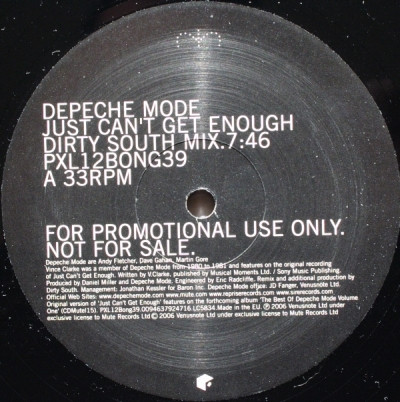 DEPECHE MODE - JUST CANT GET ENOUGH (Dirty South Mix) / PERSONAL JESUS (Timo Maas Remix)